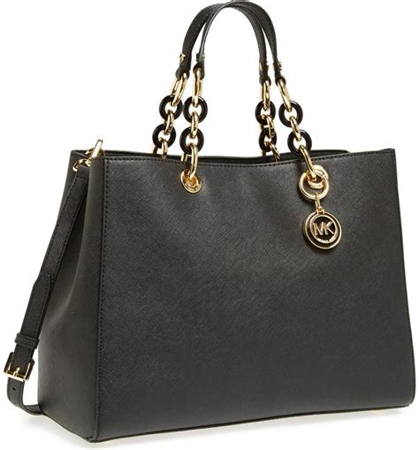 michael kors cynthia saffiano leather satchel in black|Michael Kors saffiano wallet black.